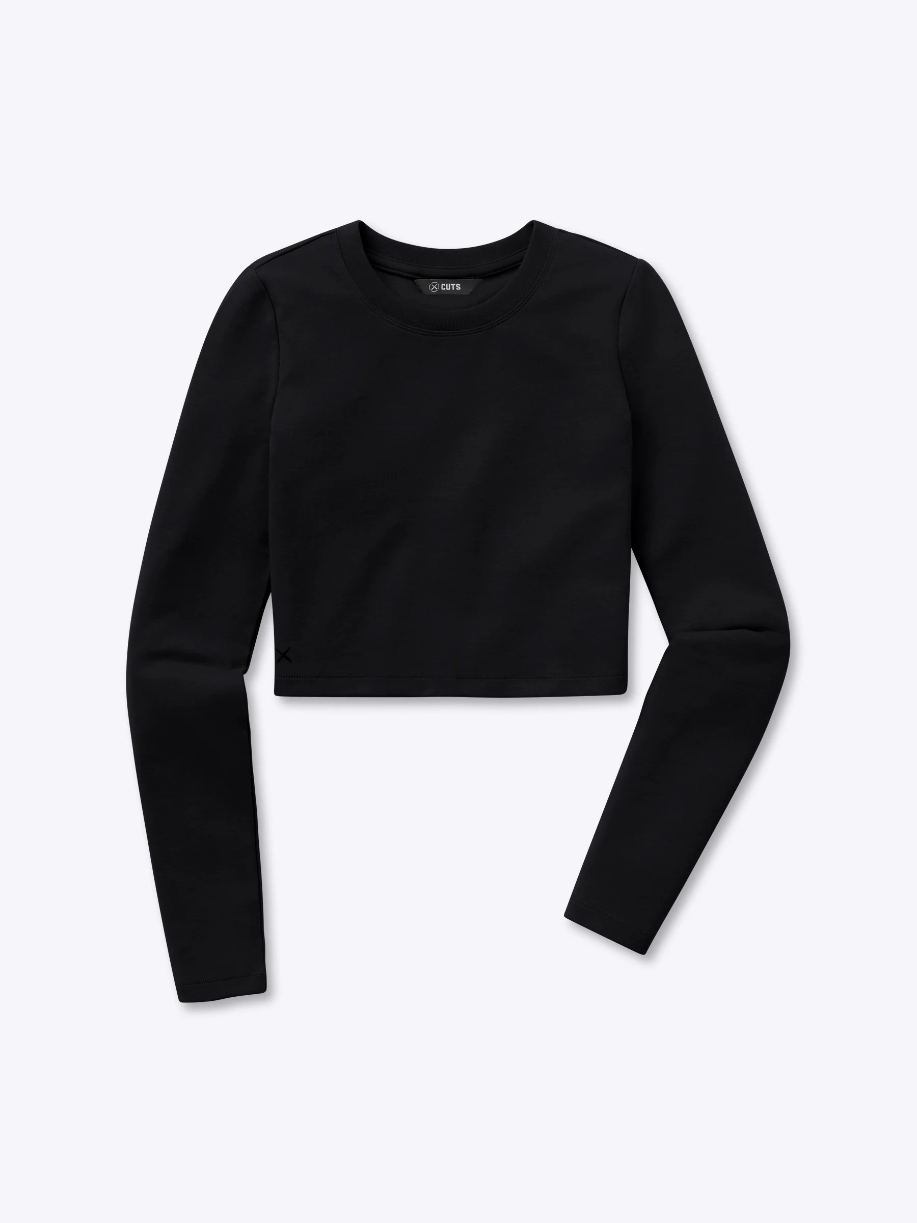 Long Sleeve Tomboy Tee Cropped | Black Slim-fit Tomboy-Cotton™ | Cuts Clothing Inc.
