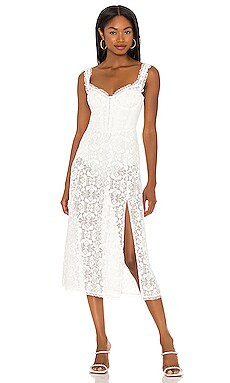 For Love & Lemons Nadine Midi Dress in White from Revolve.com | Revolve Clothing (Global)