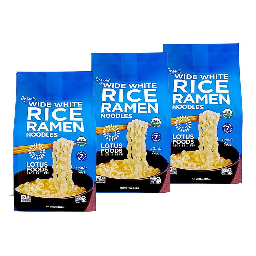 Lotus Foods Wide White Rice Ramen Noodles - Gluten Free & Organic Wide Rice Noodles for Soup Brot... | Amazon (US)