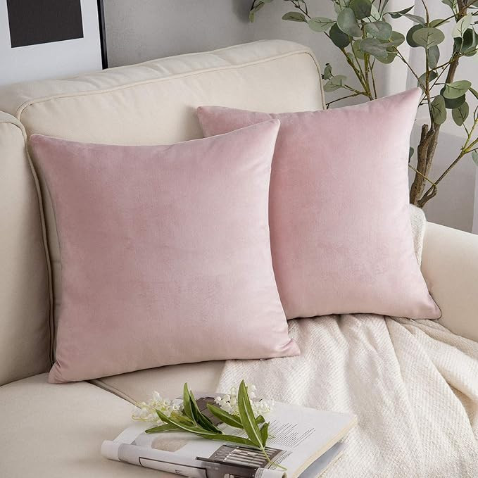 Phantoscope Pack of 2 Velvet Decorative Throw Pillow Covers Soft Solid Square Cushion Case for Co... | Amazon (US)
