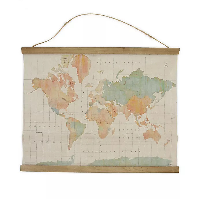 Global Caravan™ 21.5-Inch x 17-Inch Hanging Map Banner in Bronze | Bed Bath & Beyond