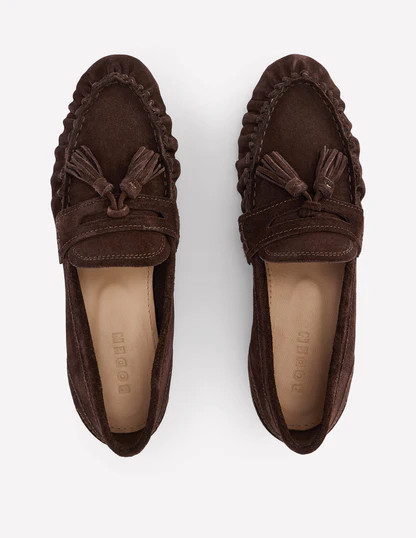 Soft Ruched Loafers-Chocolate | Boden (US)