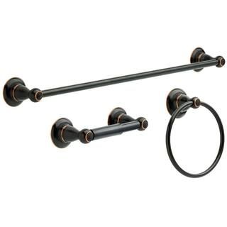 Delta Porter 3-Piece Bath Hardware Set with Towel Ring Toilet Paper Holder and 24 in. Towel Bar i... | The Home Depot