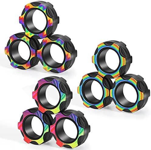 Buluwans Fingers Magnetic Ring Fidget Toys Colorful Silent Magnetic Rings for Anxiety 9pcs Magnet... | Amazon (US)