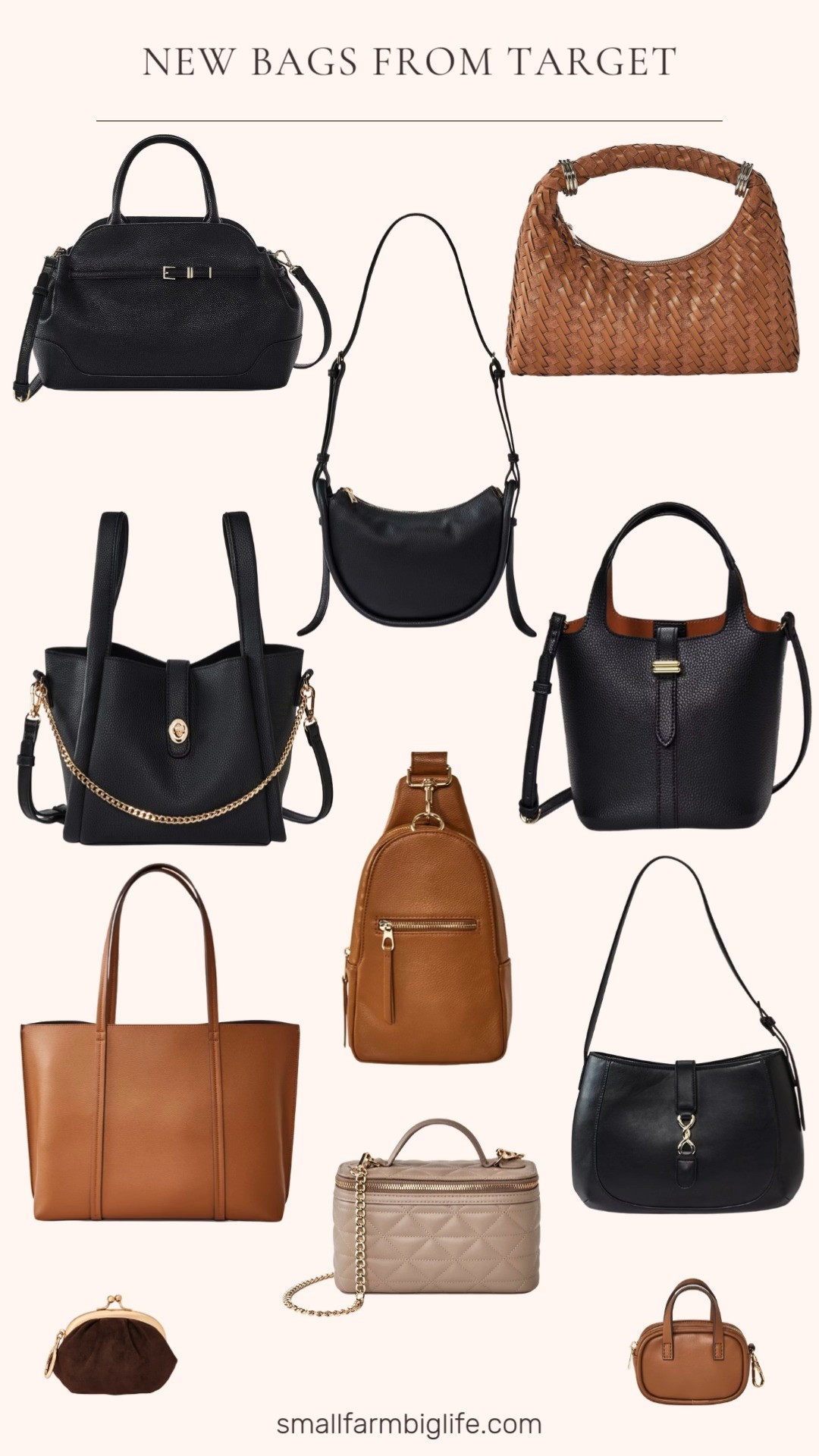 New Target bag finds you’ll want to carry all season 👜🤎 From everyday staples like a soft woven mini handbag and belted satchel to versatile styles like a quilted vanity crossbody, crescent shoulder bag, mini tote with crossbody strap, and triple compartment work tote, these picks mix style and function perfectly. Finish the look with adorable mini bag charms for that extra touch. These bags are easy, chic upgrades you’ll reach for nonstop. 

 #LTKOver40 #LTKFindsUnder50