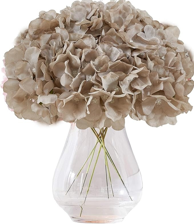 Artificial Hydrangea Flowers Coffee Heads 10 Fake Hydrangea Silk Flowers for Wedding Centerpieces... | Amazon (US)