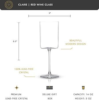 JoyJolt Red Wine Glasses – Claire Collection Set of 2 Large Wine Glasses – 14-Ounce Crystal W... | Amazon (US)