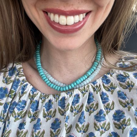 Linking my affordable candy necklaces, block print dress, and lipstick (shade “lead the way”)
.
Summer outfit beaded gemstone necklaces 

#LTKunder50 #LTKstyletip #LTKSeasonal