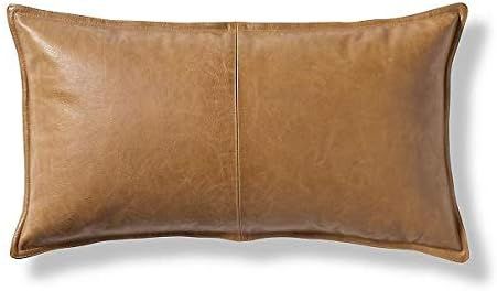 Maxiples Genuine Leather Pillow Cover Case for Lumbar Throw Couch Pillow - Modern Farmhouse Decorati | Amazon (US)