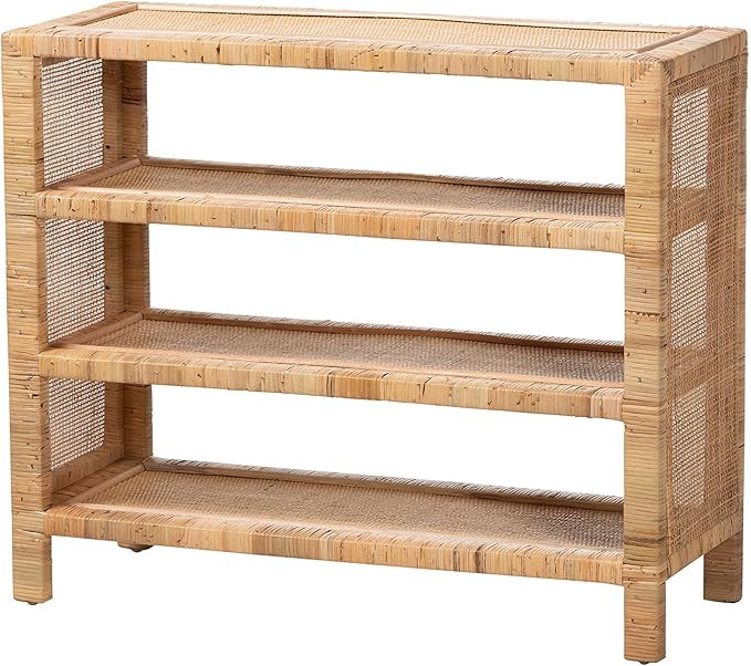 Bali & pari Abelia Natural Rattan 4-Tier Display Shelf - Handwoven Boho Coastal Bookcase or Entry... | Amazon (US)