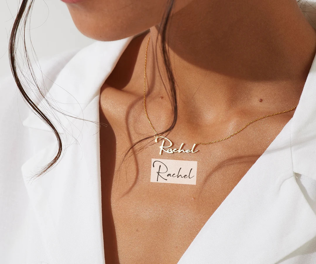 14K Solid Gold Actual Handwriting Necklace * Custom Signature Necklace * Personalized Name Neckla... | Etsy (US)