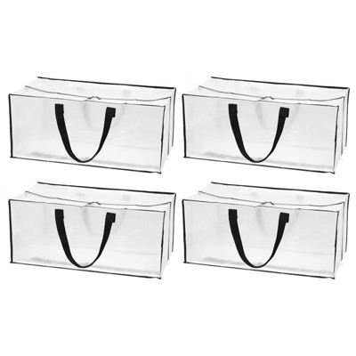 Unique Bargains Waterproof Durable Foldable Space Saving Extra Large Storage Tote Bag 29x13x15 Inch 4 Pcs Transparent | Target