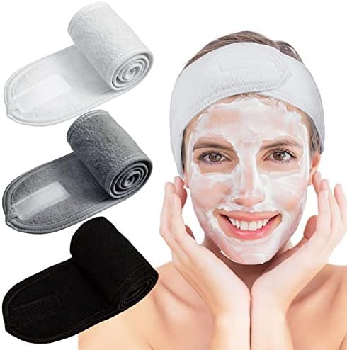 Whaline Spa Facial Headband Make Up Wrap Head Terry Cloth Headband Adjustable Towel for Face Washing | Amazon (US)