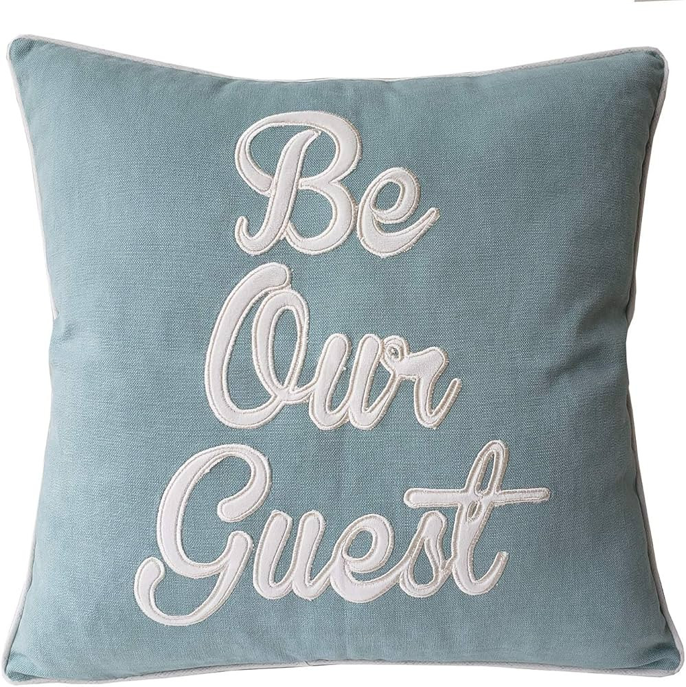 EURASIA DECOR Be Our Guest Embroidered Square Accent Throw Pillow Cover - Guestroom, Bedroom, Cou... | Amazon (US)