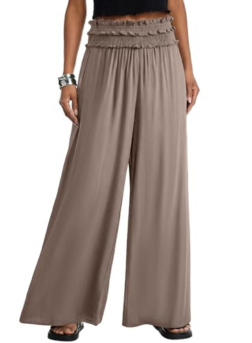 EVALESS Womens Palazzo Pants Summer Boho Wide Leg High Waisted Casual Lounge Flowy Pant 2026 Beac... | Amazon (US)