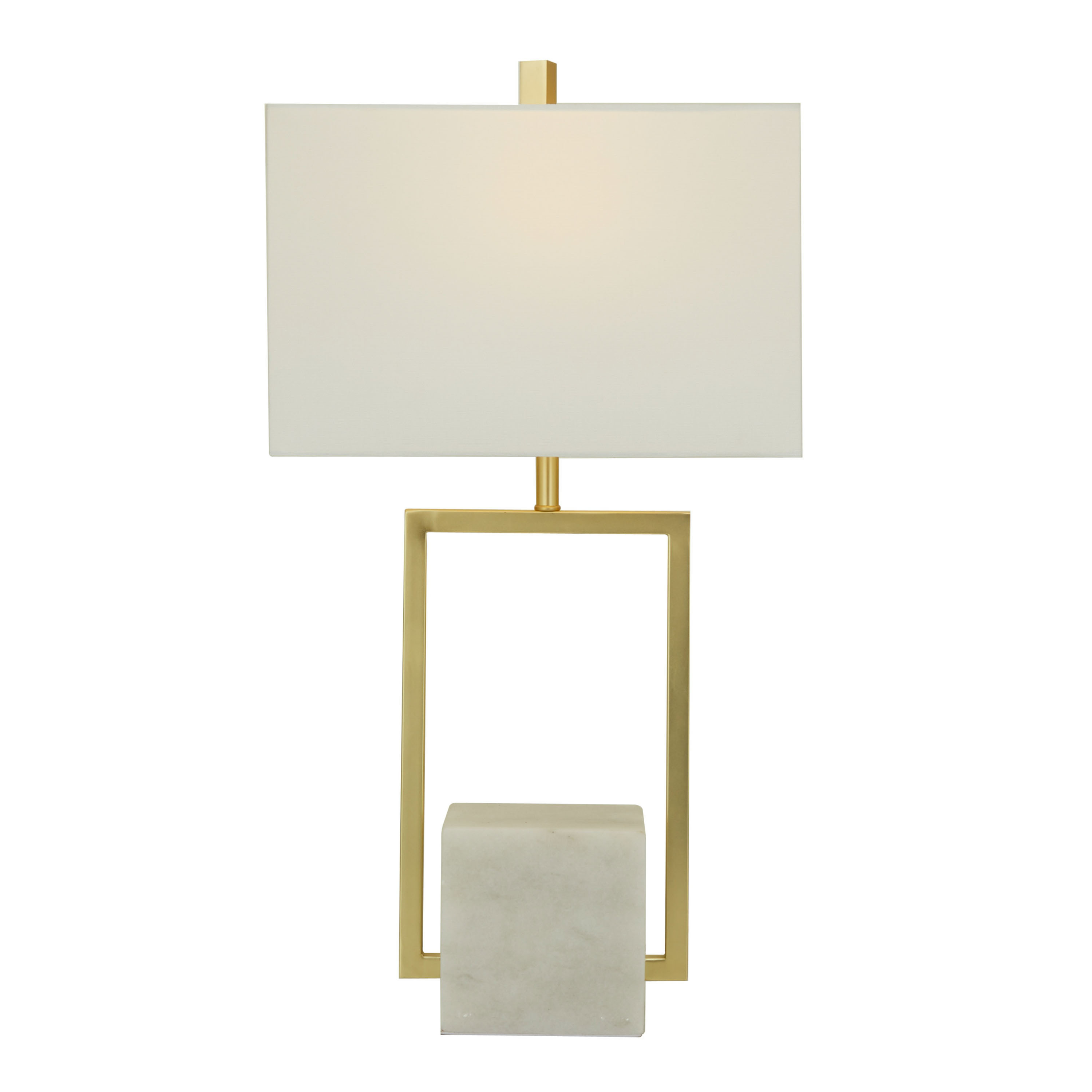 White Marble and Gold Metal Geo Modern Table Lamp | World Market
