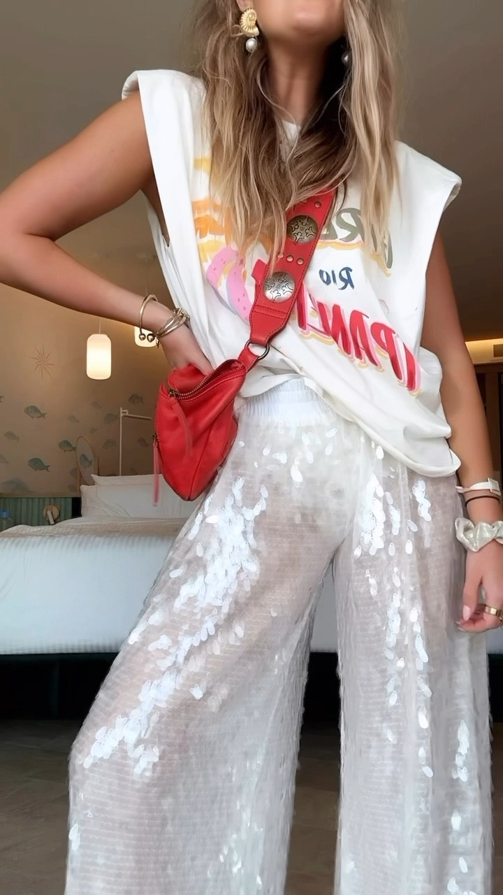 My nye outfit! Wishing you all a happy and healthy new year! Linked everything the best I could. Tee is farm rio — not avail right now but linked same style in different graphics! The bloomers I’m wearing come with the crochet pant I have linked but you could just wear a white bikini bottom! 