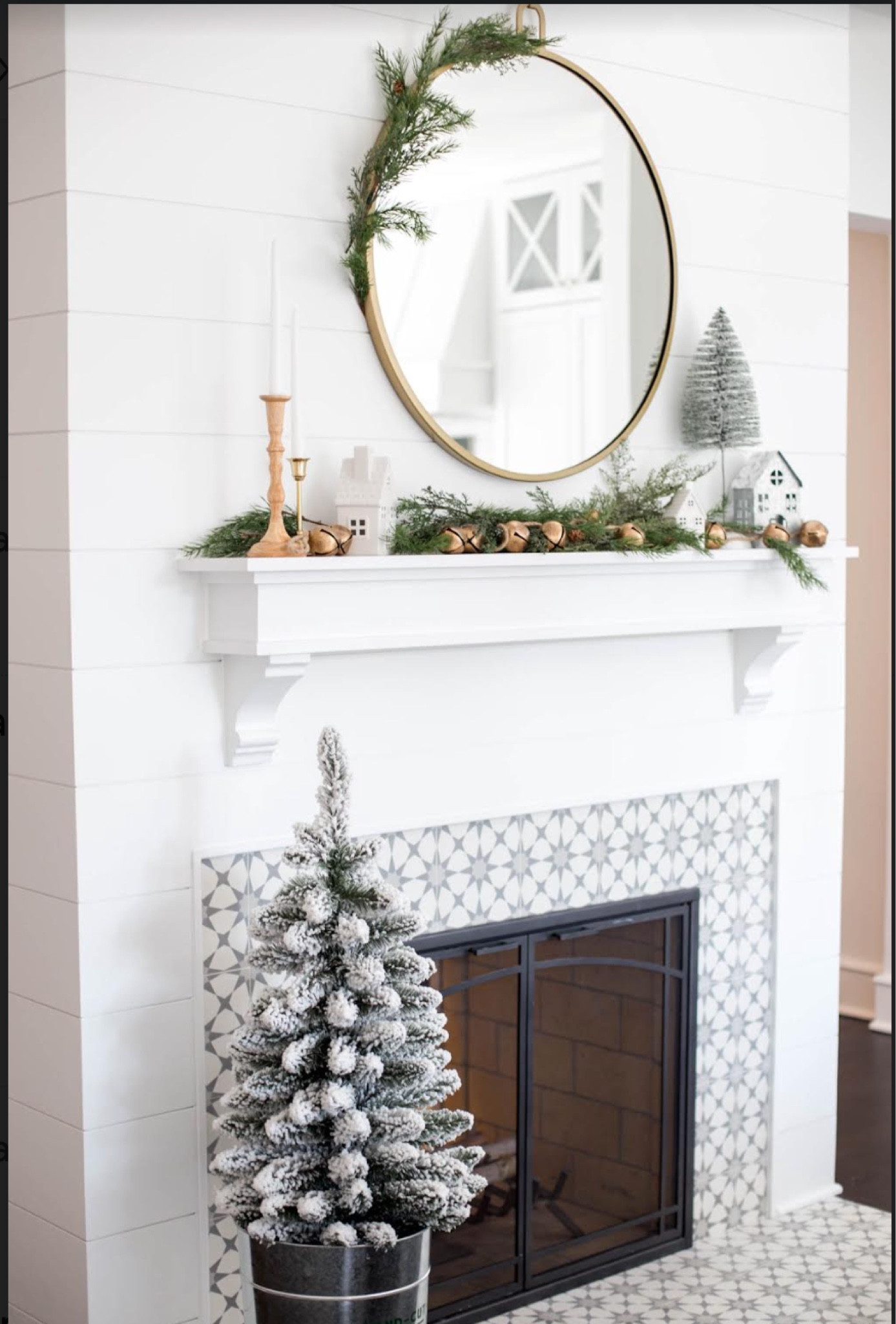 Christmas Mantle from
last year. Includes both norfolk
pine stems around nitro secured with command strips. Greenery on mantle is both cedar & norfolk stems. Tree pictures is 3 Foot flocked. 
#neutralholidaymantle
#christmasmantleideasSale

#LTKHoliday #LTKSeasonal #LTKHolidaySale