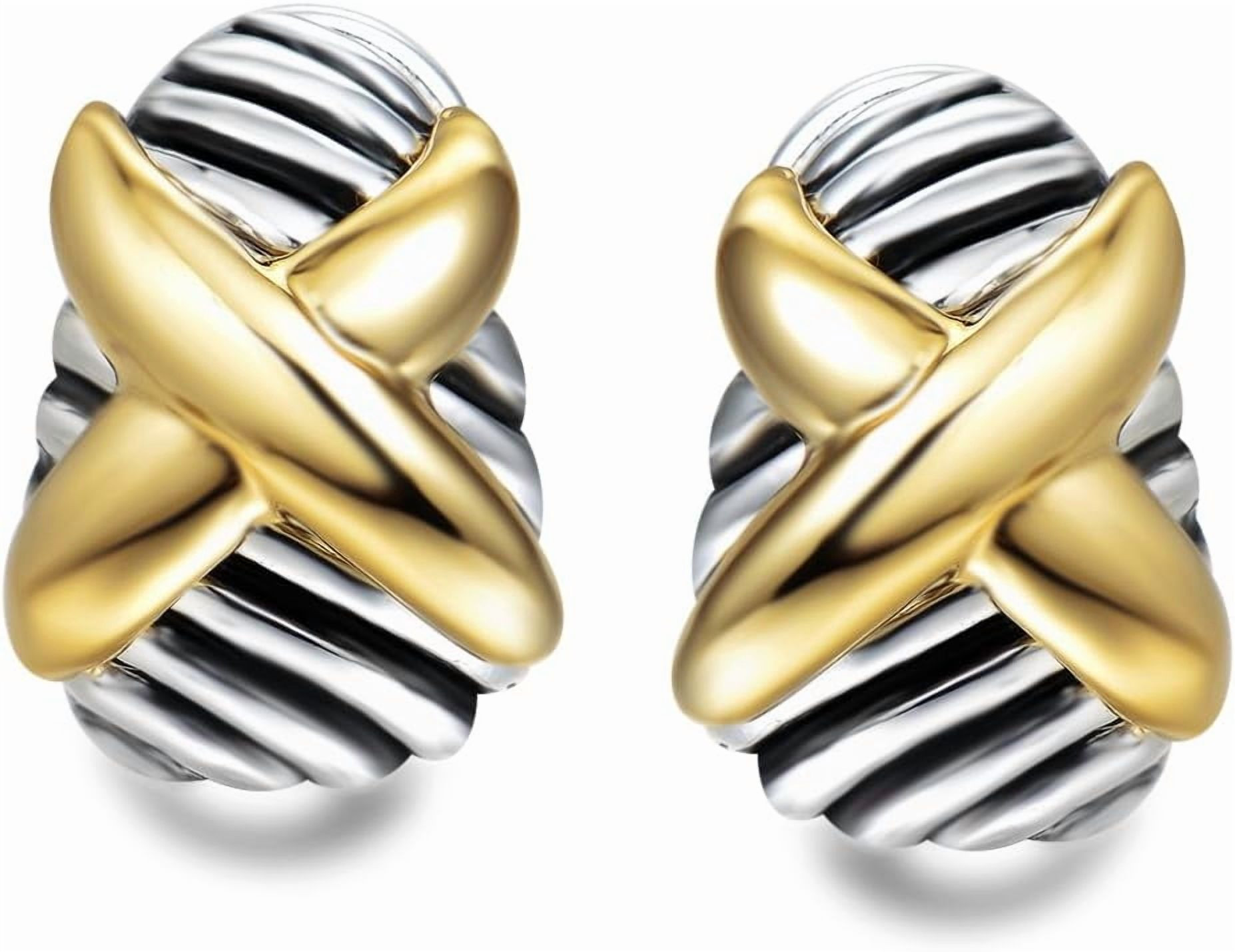 Earring Cross Designer Elegant Inspired David Jewelry Antique Brand French Clip Twisted Cable Wir... | Walmart (US)