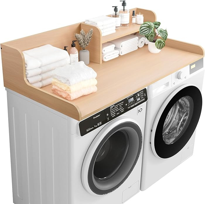 Kaboon Washer Dryer Countertop 2 Tier 54 inches Wide, Laundry Shelf Topper with Edge, 54" W x 28"... | Amazon (US)