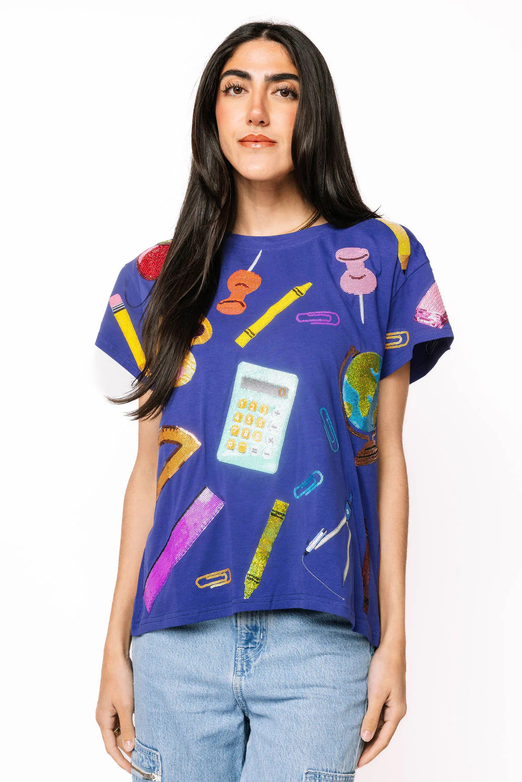 Navy School Supplies Tee | Queen of Sparkles