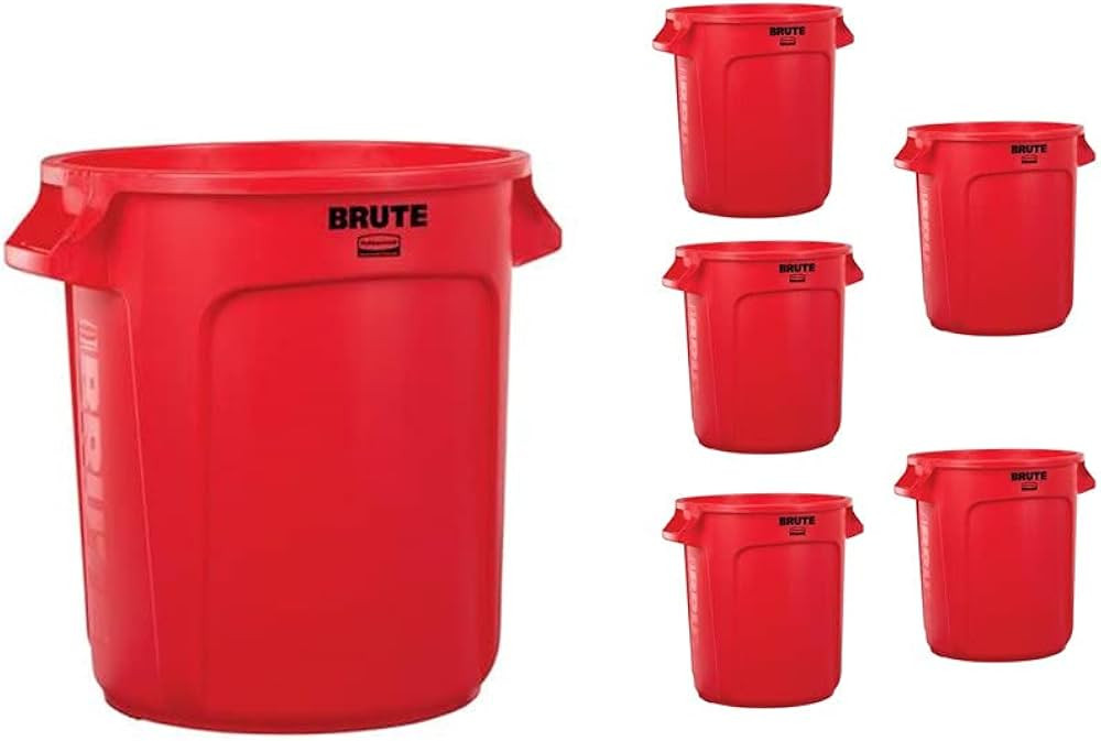 Rubbermaid Commercial Products BRUTE Heavy-Duty Round Trash/Garbage Can, 10-Gallon, Red, Outdoor ... | Amazon (US)