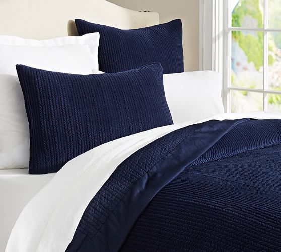 Velvet Channel Quilt & Sham - Twilight | Pottery Barn (US)