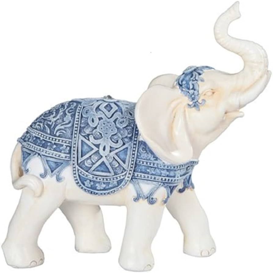 ICE ARMOR 12.5" H Blue and White Thai Elephant Statue Feng Shui Decoration Religious Figurine Off... | Amazon (US)