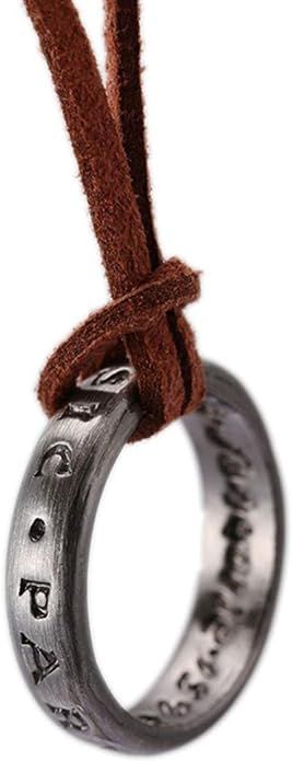 Unisex Uncharted 4 Nathan Drake Ring Pendant Necklace with Adjustable Brown Leather Chain | Amazon (US)