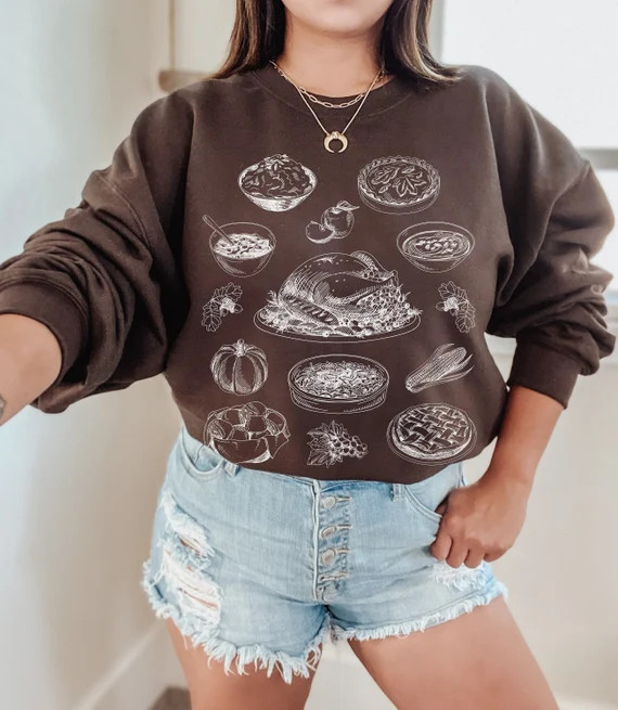 Thanksgiving Sweatshirt Thanksgiving Dinner Crewneck - Etsy | Etsy (US)