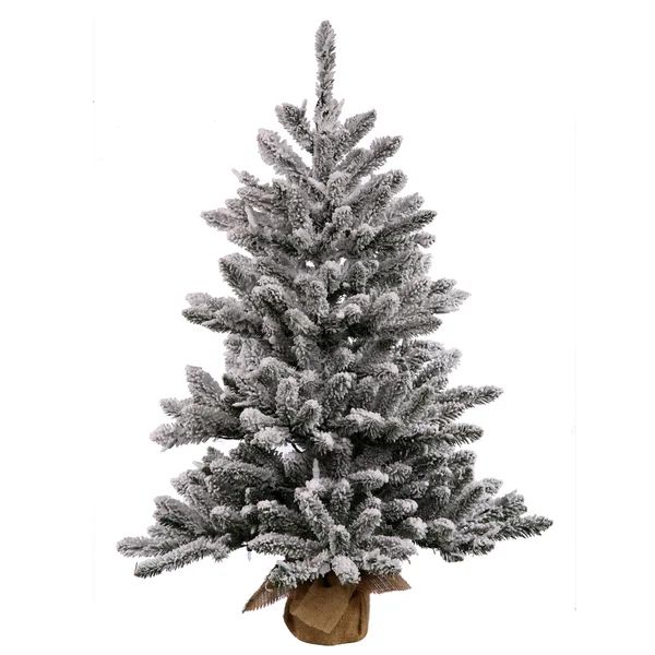 Flocked Anoka Pine 3.5' White/Green Artificial Christmas Tree with Base | Wayfair North America