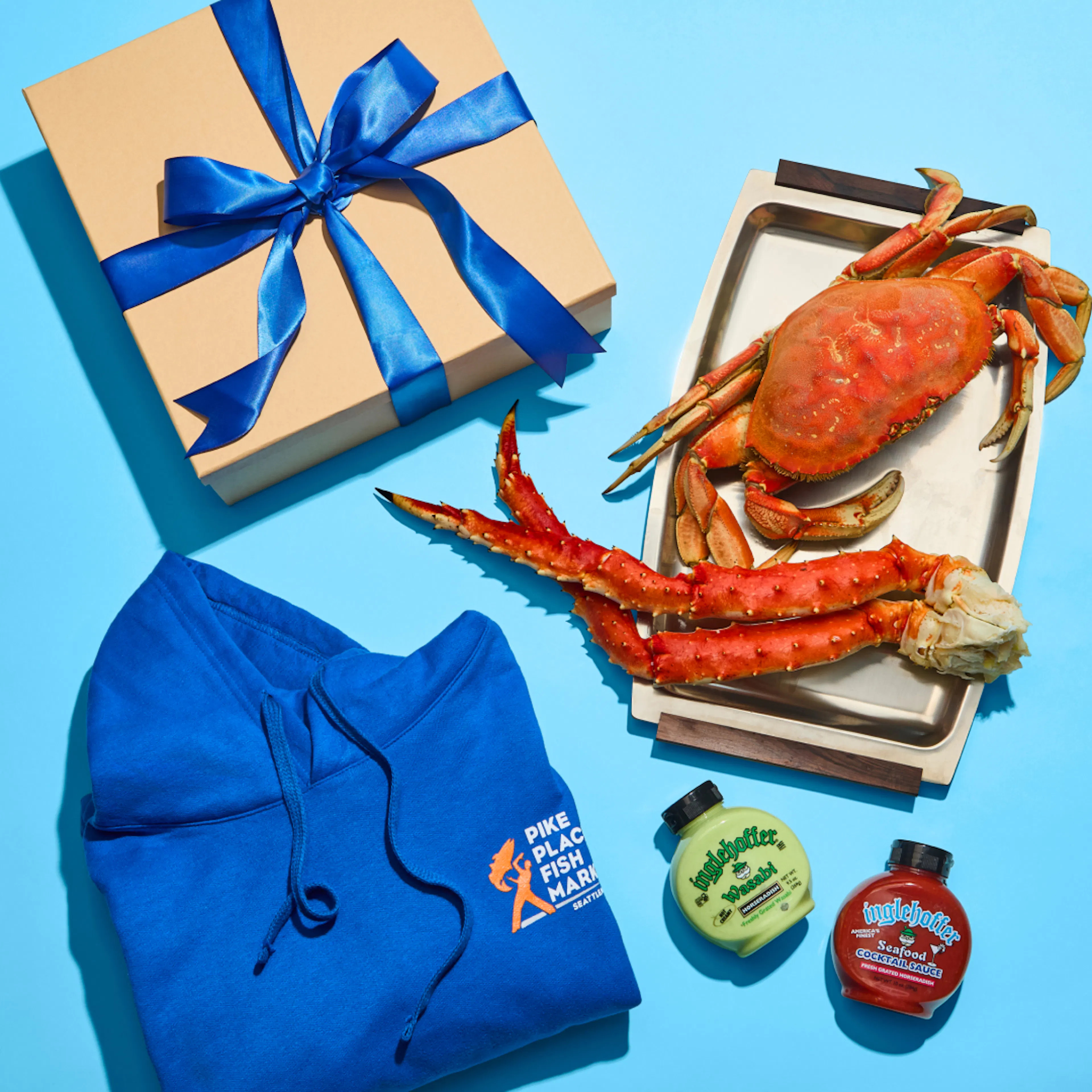 Father's Day Dungeness + King Crab + Hoodie Gift Set by Pike Place Fish Market | Goldbelly | Goldbelly
