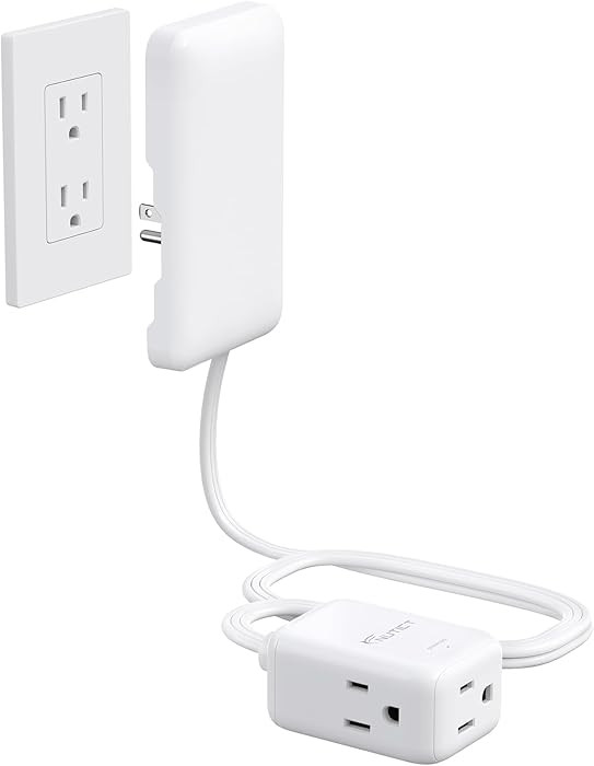 NUTICT Flat Extension Cord with 3 Outlets, 3FT Short Extension Cord Flat Wall Plug & Ultra-Thin O... | Amazon (US)