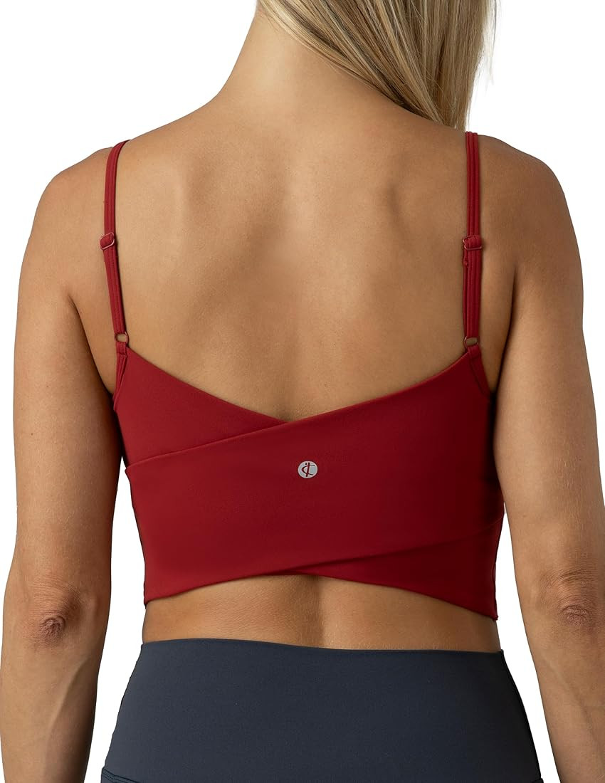 Amazon.com: Colorfulkoala Women's Dreamlux Crop Tank Tops with Built in Bra Adjustable Spaghetti ... | Amazon (US)