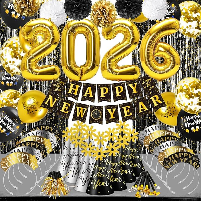 MOVINPE 2026 New Year Party Eve Decorations Kit - Happy New Years Eve Party Supplies, Banner Pom ... | Amazon (US)