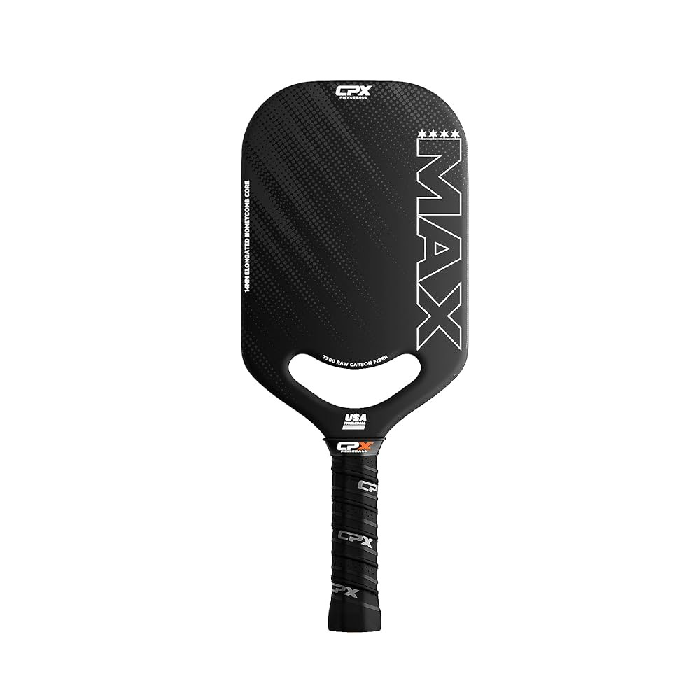 CPX MAX Black Raw Carbon Fiber T700 Pickleball Elongated Paddle Racket - Professional Grade, 14mm... | Amazon (US)