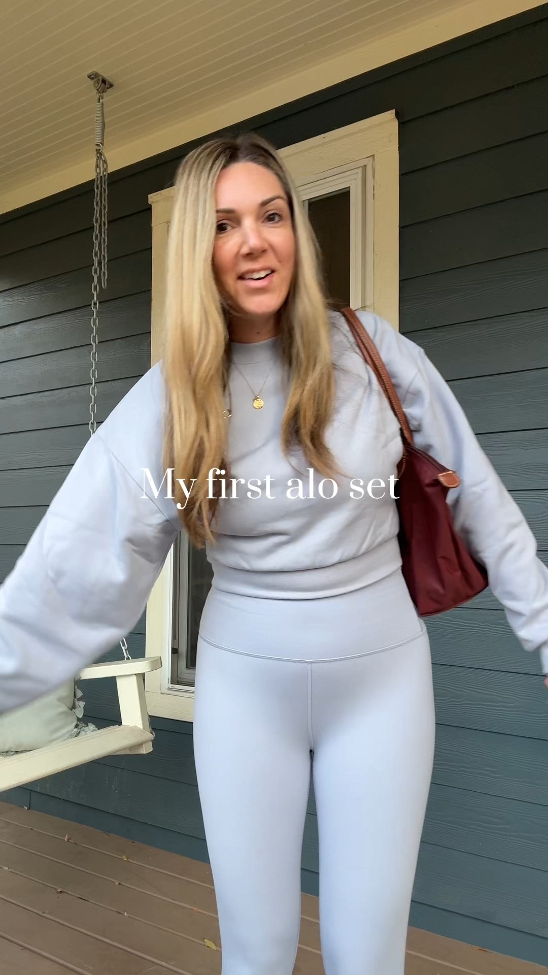 New athletic set for the new year! This is my first alo set and apparently this crew neck is very controversial right now. Only wash separate from other clothes, on cold, and inside out 😅 it’s so cute though right?! 

#LTKmomlife #LTKootd #LTKfitnessgoals