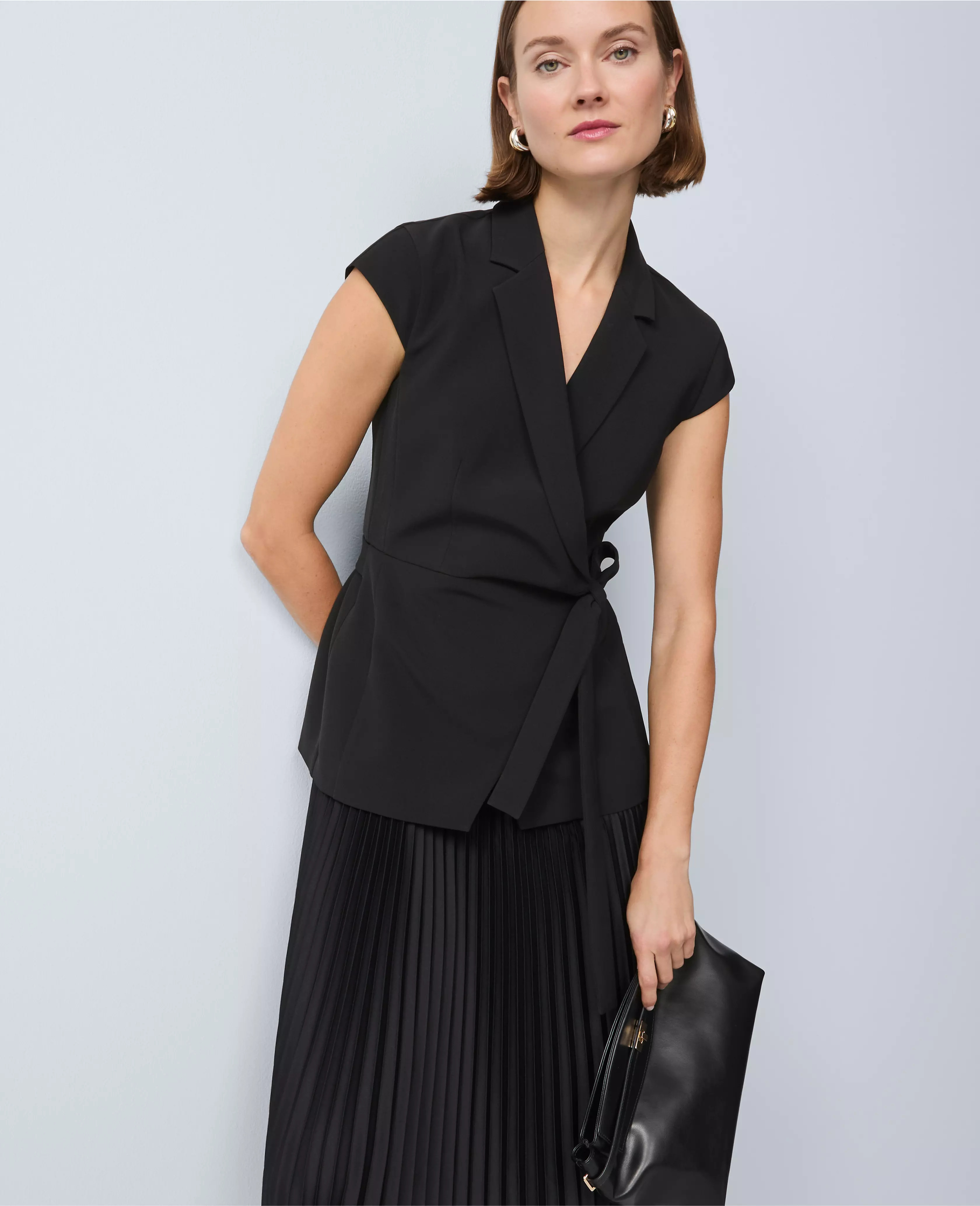 Crepe Blazer Wrap Midi Dress | Ann Taylor