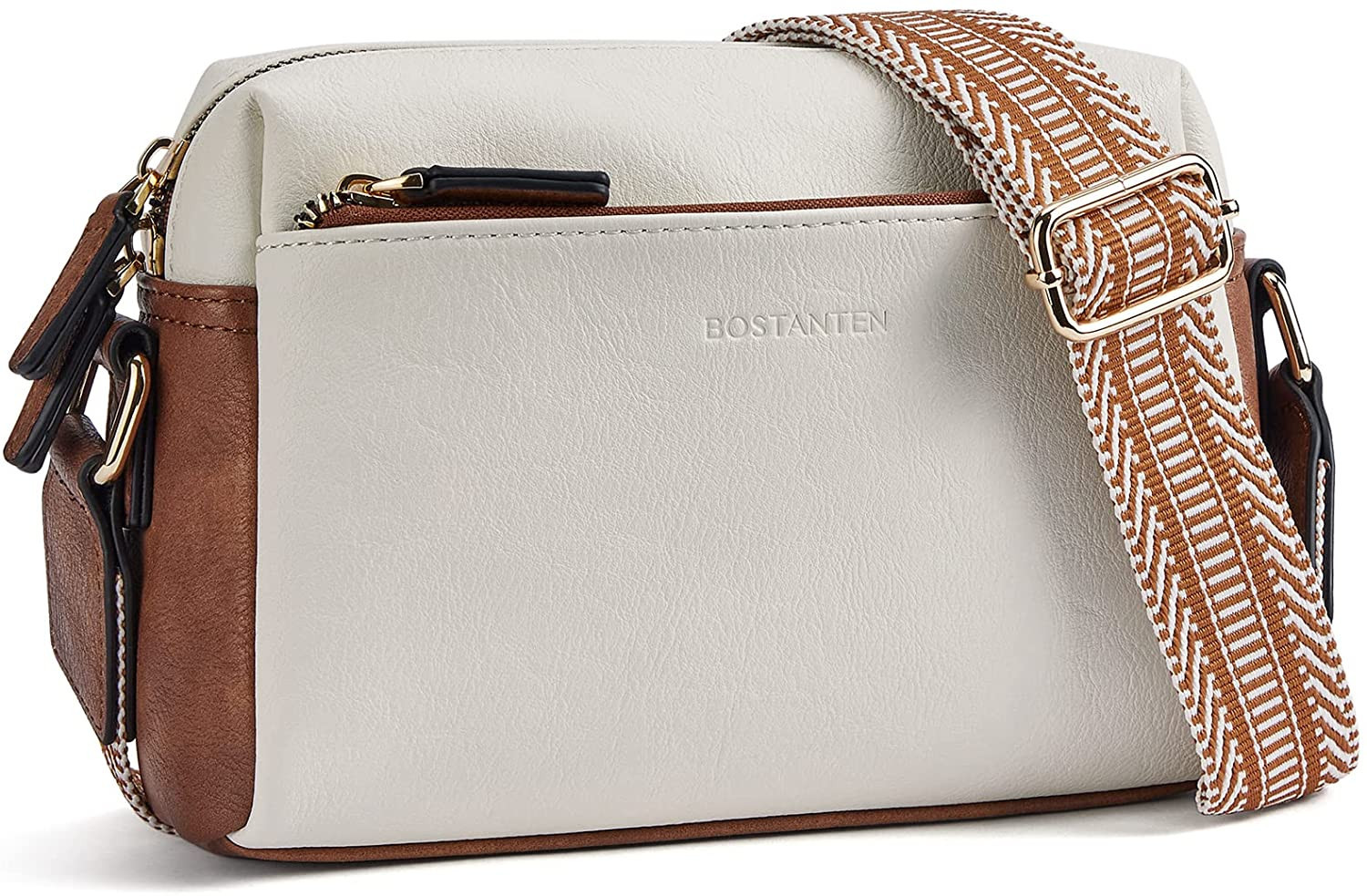 BOSTANTEN Small Crossbody Purse for Women Triple Zip Cell Phone Leather Handbag with Colored Shou... | Amazon (US)