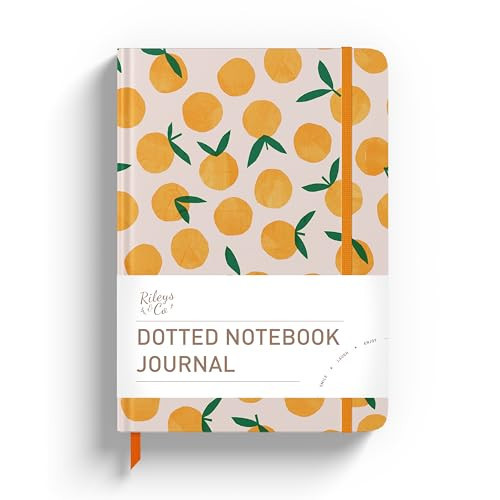 Rileys & Co. Dotted Journal Notebook - 8x6 Inches Dot Grid Notebook - Hardcover Bullet Journal Notebook, Dot Journal - Cute Journals - Motivational Dotted Notebok - Oranges | Amazon (US)