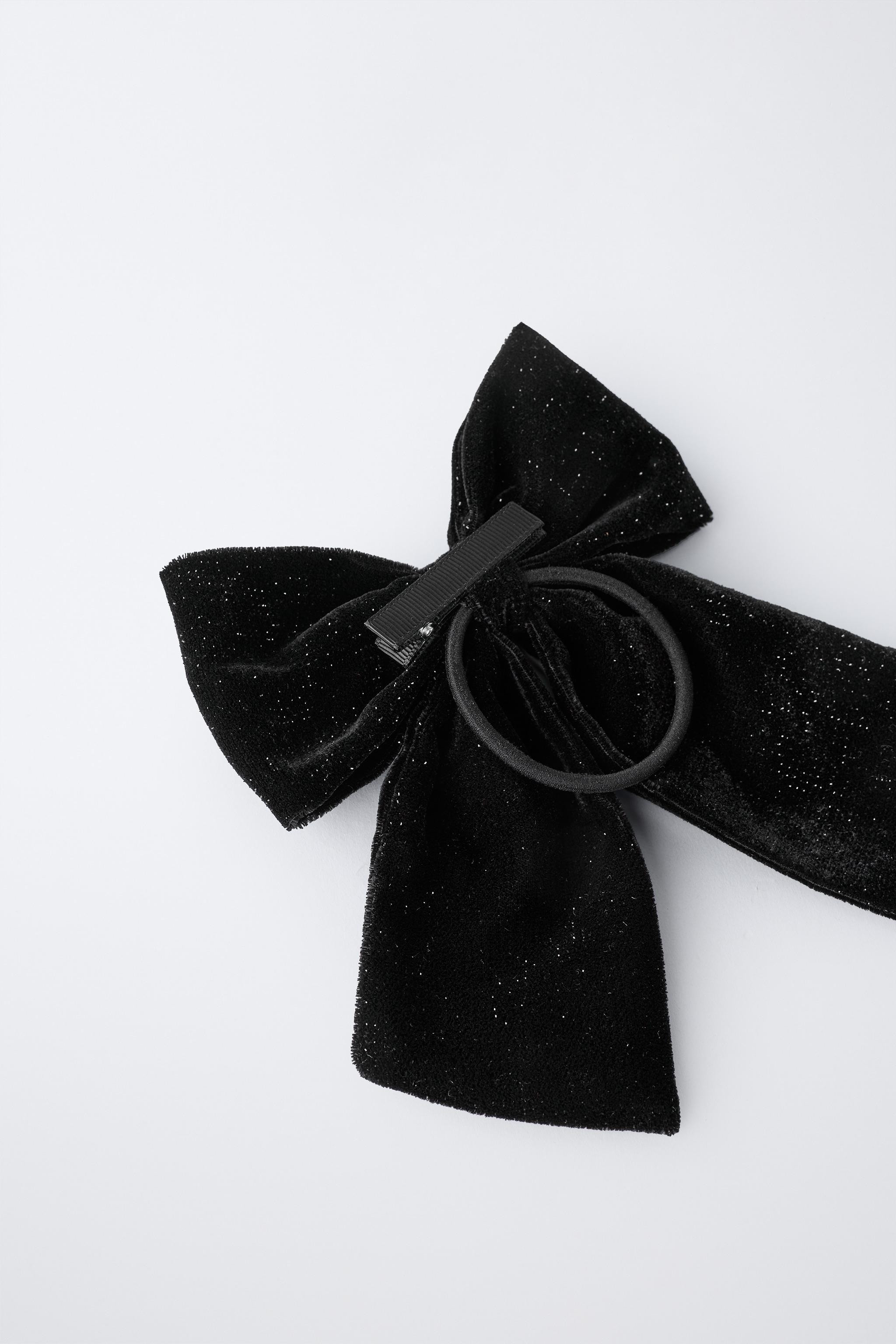 SPARKLY VELVET BOW HAIR TIE | Zara Canada