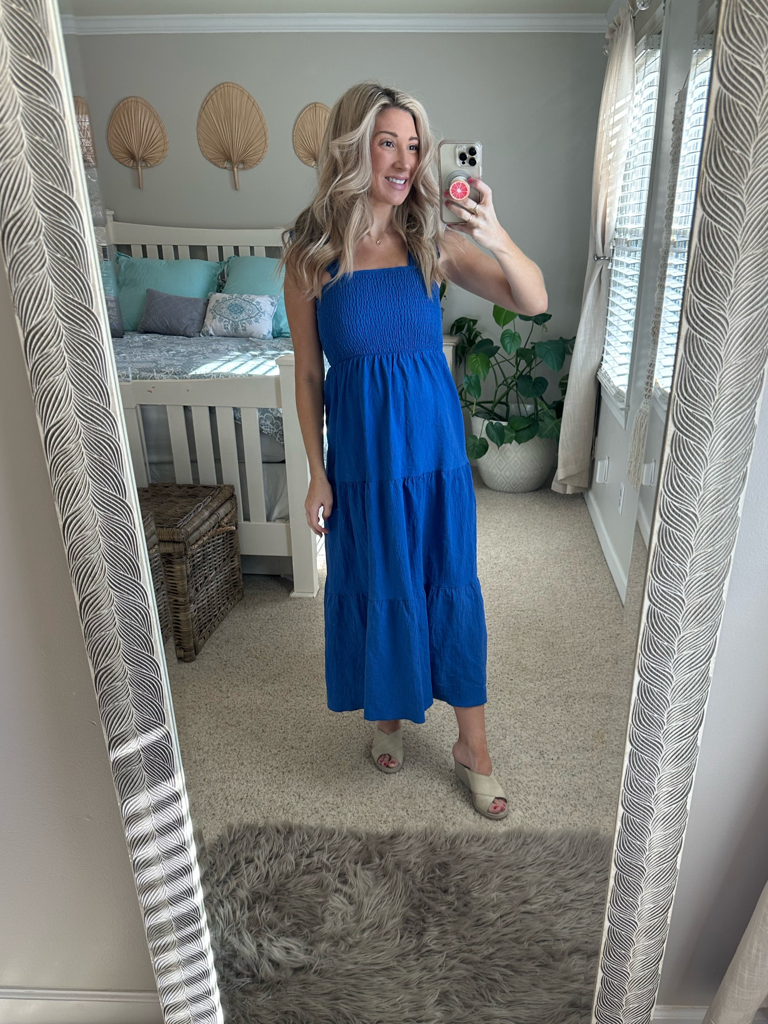 Smock top maxi dress in bright blue from Shein. $21 wearing a small 🦋

#LTKSeasonal #LTKbump #LTKtravel