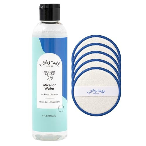 TUBBY TODD Micellar Water with Reusable Wipes - No-Rinse Baby Cleansing Water for Sensitive Skin - Gentle Face and Body Cleanser - Lavender + Rosemary | Amazon (US)