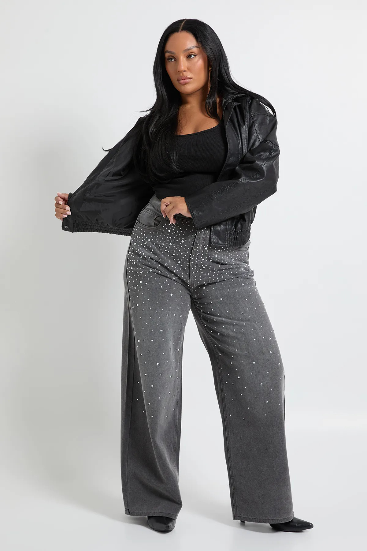 Plus Embellished High Waist Straight Leg Jean | Boohoo.com (UK & IE)