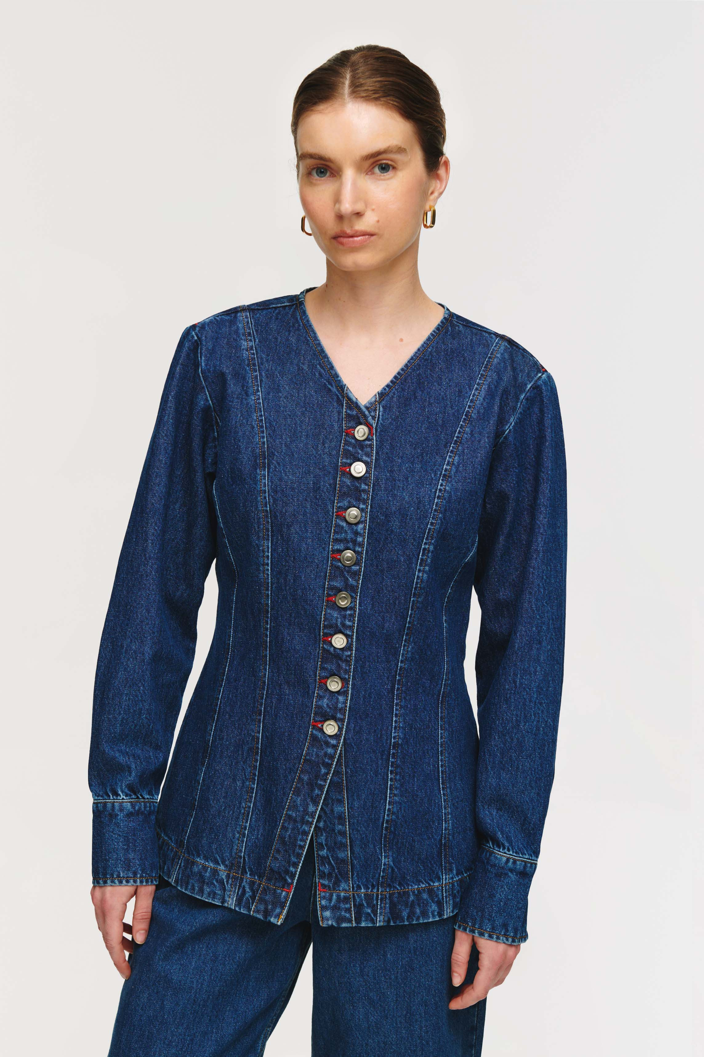 Audrey | Denim Shirt in Mid Wash | ALIGNE | ALIGNE USA