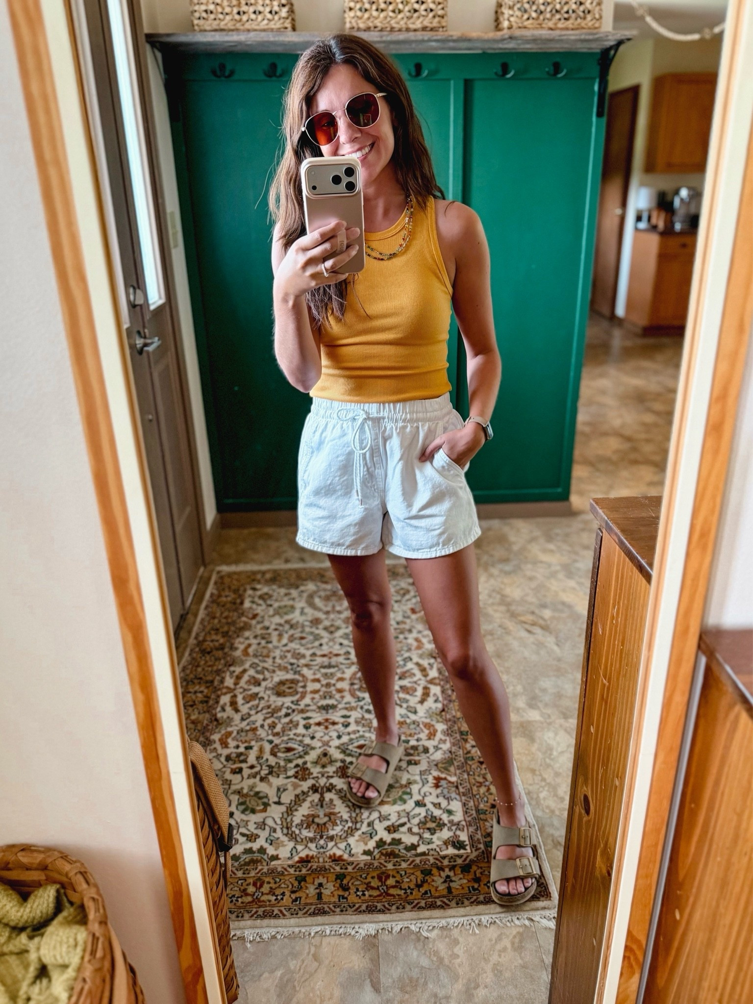 small in my bra, small in my tank, and xs in my white shorts (they also come in blue denim). My sandals are size 36.

#LTKPetite #LTKSeasonal #LTKgrwm