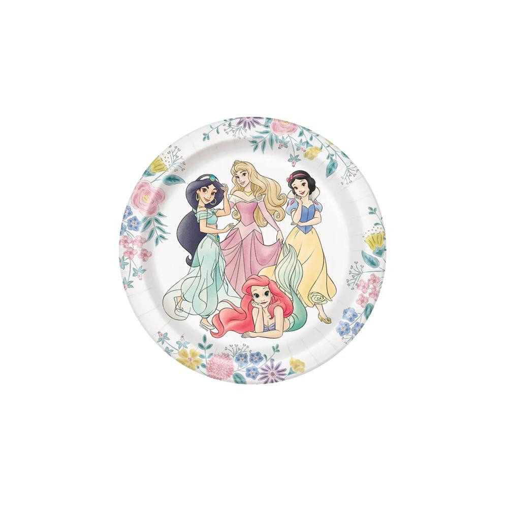 6 3/4" Floral Disney Princess Party Disposable Paper Dessert Plates - 8 Ct. | Oriental Trading Company