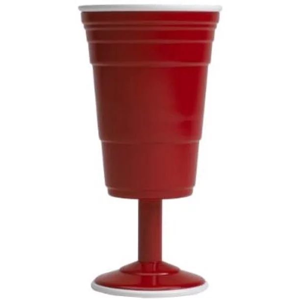 Red Cup Living Reusable Plastic Wine Cups - 8 oz Red Plastic Wine Glasses with Stem in Classic Re... | Walmart (US)