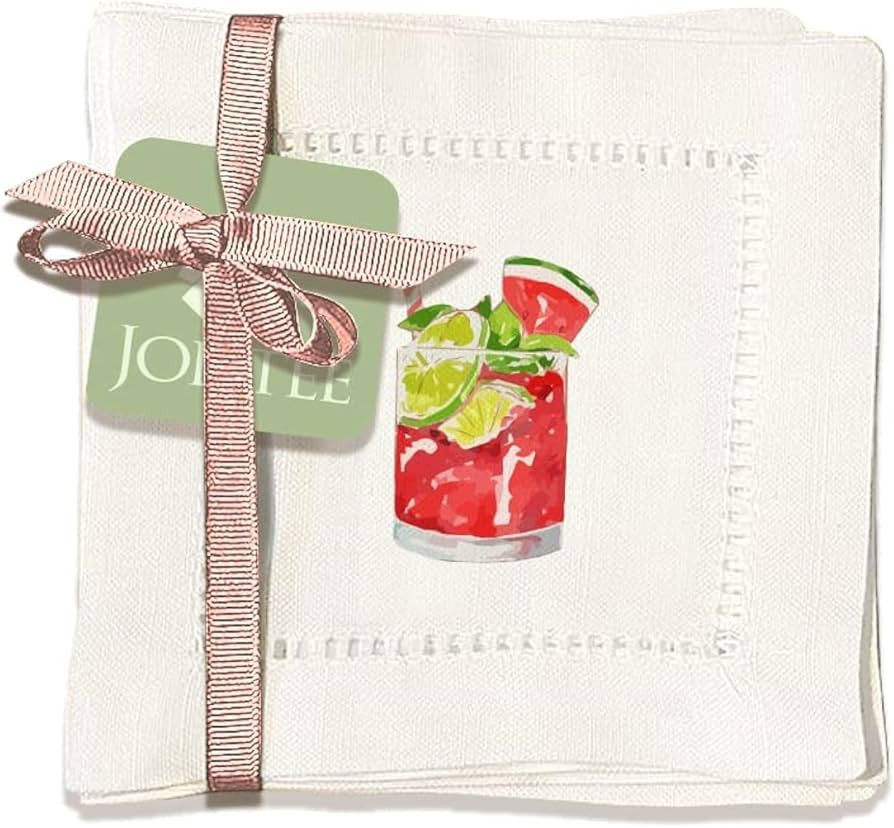 Jolitee Decorative Hemstitch Cocktail Napkins, 6"x6" Washable Linen-Like Cloth Napkins, Handmade ... | Amazon (US)