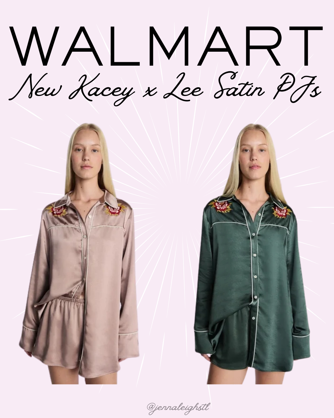 How cute is this Kacey x Lee satin sleep set from Walmart. The satin fabric and little details make this set feel so elevated and luxe. 

 #LTKmorningroutine #LTKMidsize
